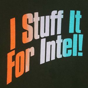 Vtg 90s Stuff It For Intel T-Shirt XL Black